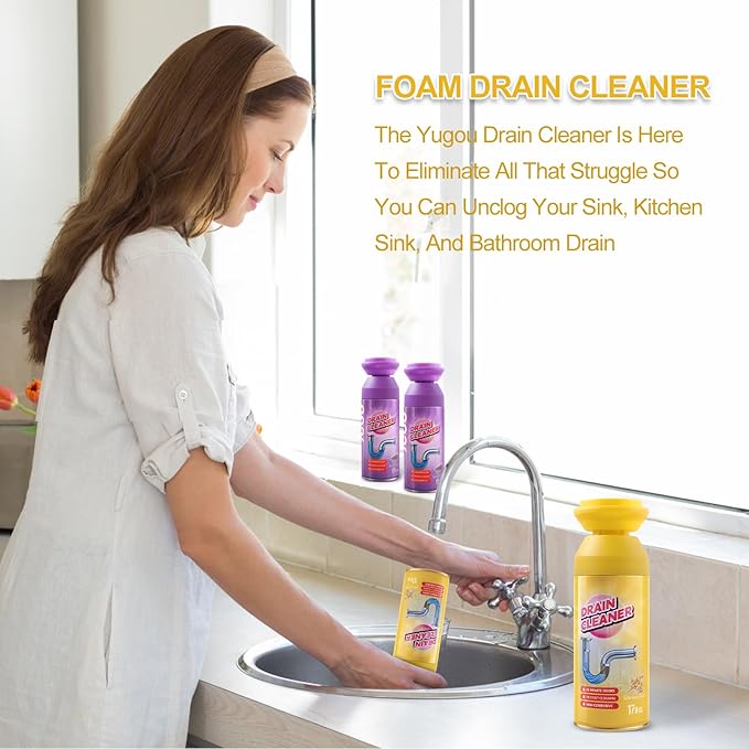 Drain Cleaner Foam Foaming Drain Cleaner Floral Sink Cleaner and Deodorizer for Kitchen Sinks Shower Drains Tubs. 2pcs Floral