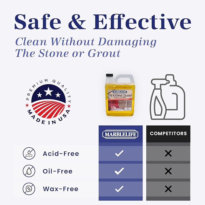Marblelife Tile &amp Grout Cleaner - Tile and Grout Cleaner for Floors Pools Bathroom Shower Bath &amp Other Surfaces Safe &amp Effective Ready-To-Use Refill Gallon