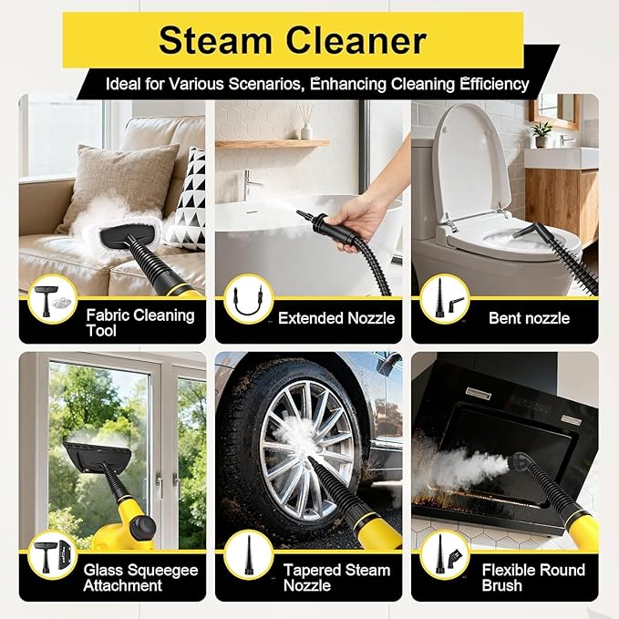 Handheld Steam Cleaner for Home Powerful Pressurized Steam Cleaner Natural Steamer for Cleaning Car Bathroom Shower Upholstery Grout Window Grease