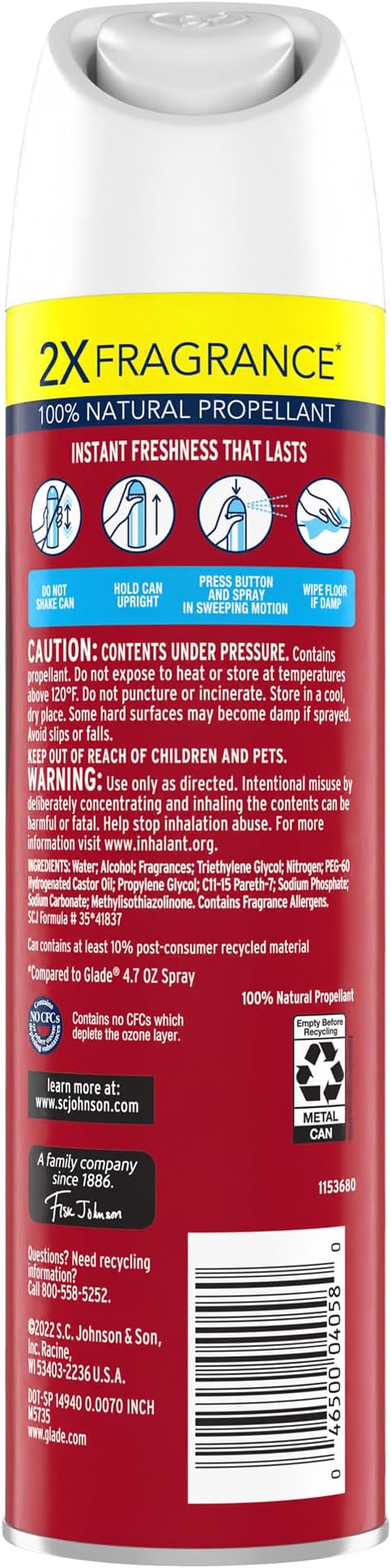 Glade Air Freshener Room Spray Apple Cinnamon 8.3 oz 6 Count