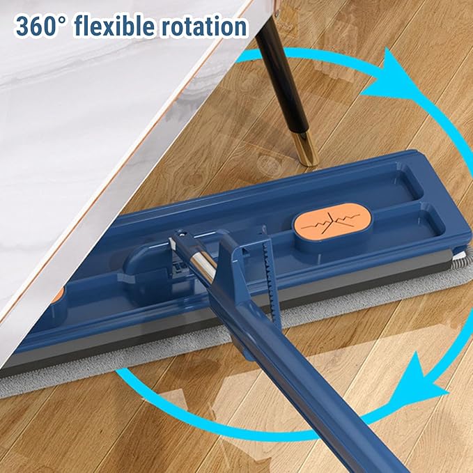 Flat Mop Set with 6 Reusable Microfiber Pads and Stainless Steel Handle 360° Rotating Mop Head for Hardwood Tile Laminate Floors