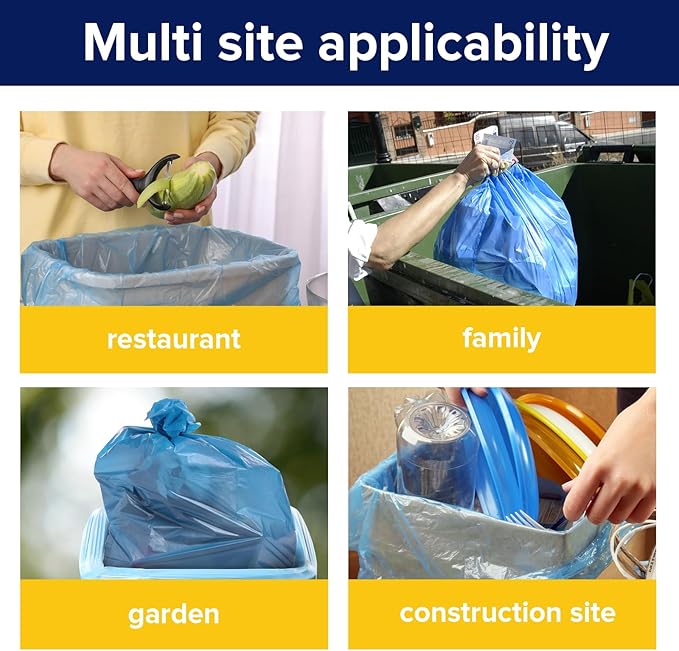 Generic Large 45-50 Gallon Heavy Duty Trash Can Bags|2 Mil |Blue Thickened/Plastic Bag-Kitchen&ampYardBuildingOutdoorHotel Property-Made in the USA (200)