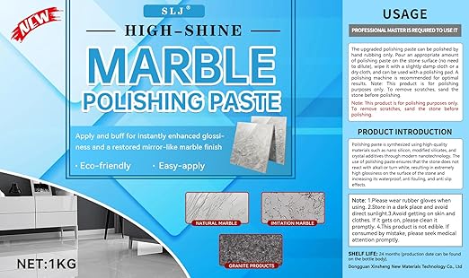 Granite Polishing Paste Marble Cleaner Countertop Stone Etch Remover - Professional Polish Compound for Granite Marble Quartz &amp Natural Stone | New Polishing Upgrade Easier to Use