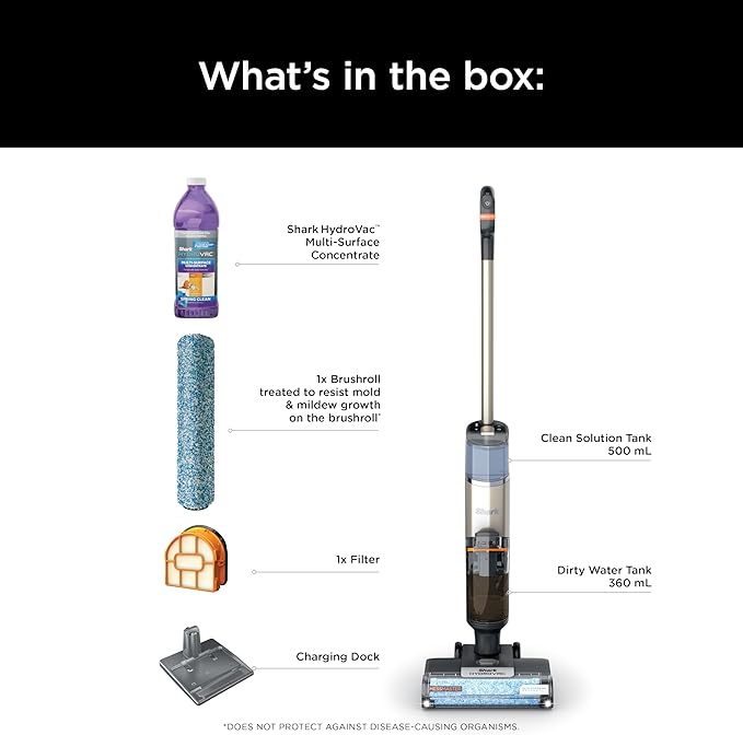 Shark HydroVac MessMaster Wet Dry Vacuum Cleaner Cordless 3-in-1 Vacuum Mop All in One &amp Self-Cleaning System Lightweight Powerful Suction for Hard Floors &amp Area Rugs Stone WD261Rose G