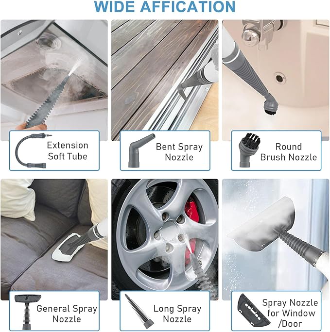 Portable Cleaning Steam Machine 1000W Handheld Steam Cleaner with Non-Slip Handle 3 Bar Steam Pressure and Adjustable Temperature Large Capacity Water Tank and Replaceable Spray Head for Home