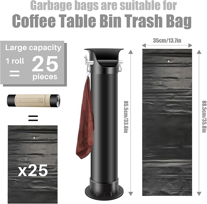 Trash Bags Large for Espresso Coffee Grounds Standing Knock Box 17L Commercial Garbage Bags for Floor Knock Box Coffee Shop Essentials 13.7''X35.8''2 Roll/50 pcs