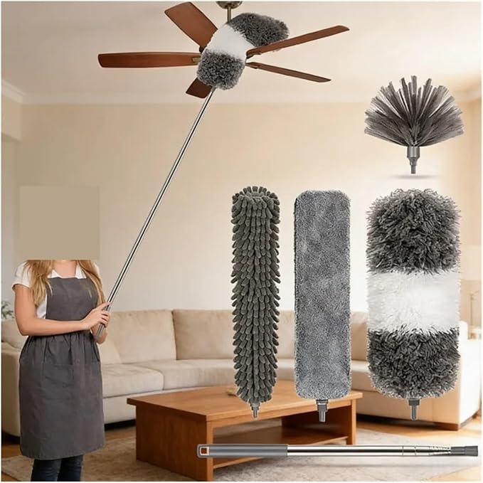 Portable Household Ceiling Blinds Cleaner Bendable Duster with Extension Pole Stair Cleaning Brush Home Tools Products(3pcs with Box)