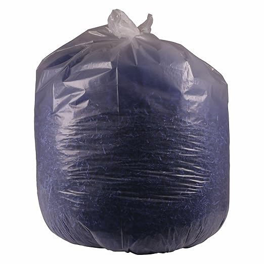 Boardwalk Recycled Low-Density Polyethylene Can Liners 56 Gallon Garbage Bags 1.1 mil 43 x 47 Clear 10 Bags/Roll 10 Rolls/Carton