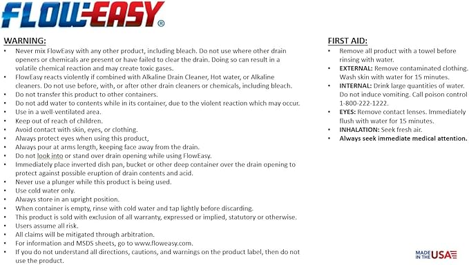 Flow-Easy Professional Drain Opener | Case of 6 (32oz) bottles | Fast-Acting Results
