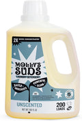 Molly's Suds Liquid Laundry Detergent | Clean Laundry Detergent Soap for Sensitive Skin | 2x Concentrated High Efficiency (HE) (Unscented - 200 Loads)