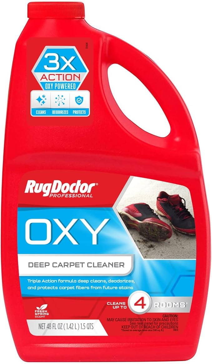 Rug Doctor Triple Action Oxy Deep Carpet Cleaner 48 oz. Deep Cleans Deodorizes &amp Protects Concentrated Professional-Grade 3X Action Formula