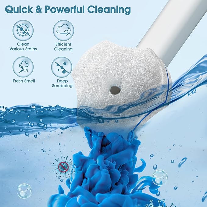 Disposable Toilet Brush with 48 PCS Refills Disposables Toilets Cleaning System with Handle Storage Caddy and 48Toilet Bowl Refill Heads for Bathroom Cleaning