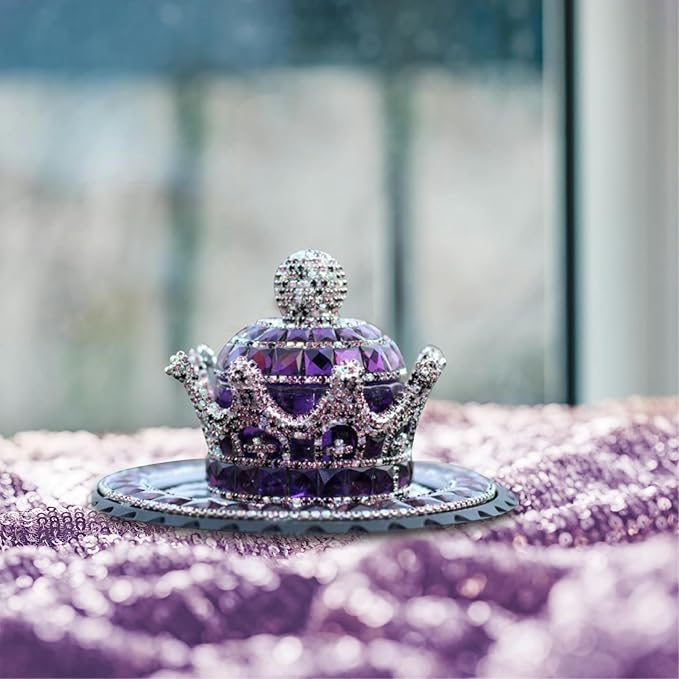 Crown-Shaped Car Air Freshener Diamond Car Ornaments with Anti-slip Pad Interior Decoration for Home Office(Purple) Crown Air Freshener For