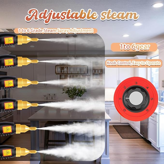 2500W Handheld Steam Cleaner Pressurized Steamer for Cleaning1000ml Portable Steam Cleaning for Home UseSteam Cleaning Machine Portable Car Steamer W/Brush Heads (Steam-Rd3)
