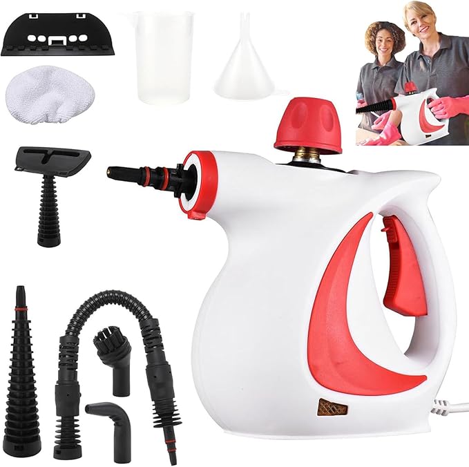 Delilahs Natural Steam Cleaner Official Delilahs Natural Steam Cleaner Delilah Steam Cleaner with 9 Accessories Handheld Power Steam Cleaner for Households (pink)