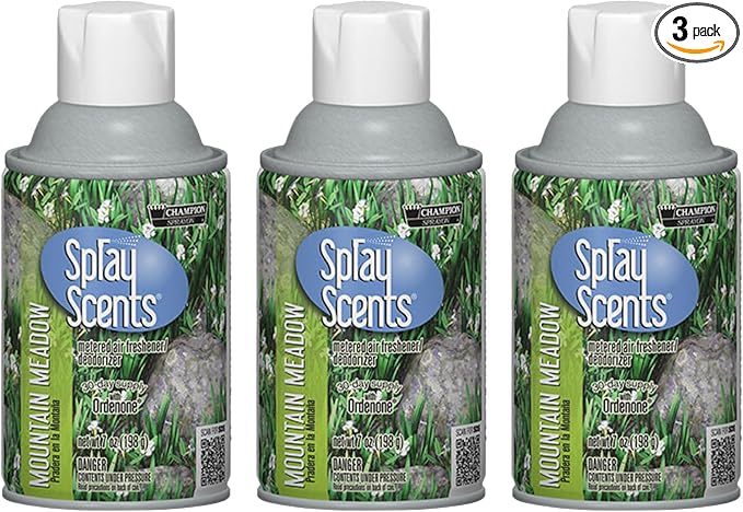 Champion Sprayon SprayScents Metered Air Freshener Refill 7 oz Odor Control Fragrance Mountain Meadow (3 Pack)