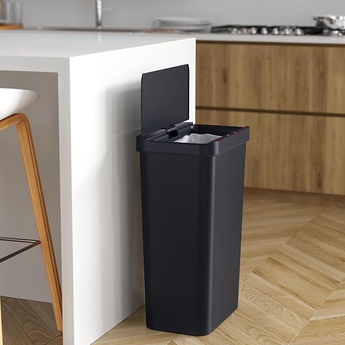 iTouchless Prime 13.2 Gallon Sensor Trash Can Durable Dent-Proof Construction Slim and Space-Efficient Automatic Bin Black Color Great for Kitchen Home Office Business Garage Plastic