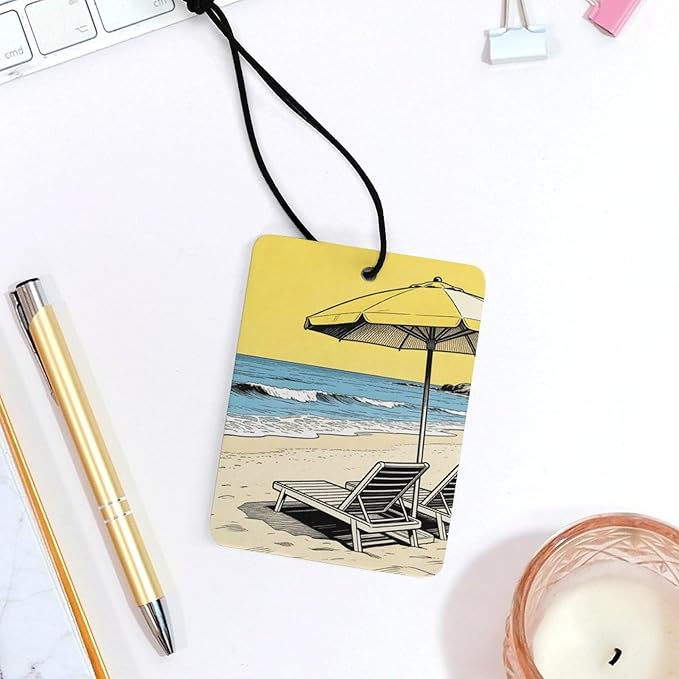 5PCS Car Air Freshener Hanging Personalized Double Sided Summer Beach Car Fresheners Long Lasting New Cars Scents Cute Automotive Freshies for Closets Drawers (tea)