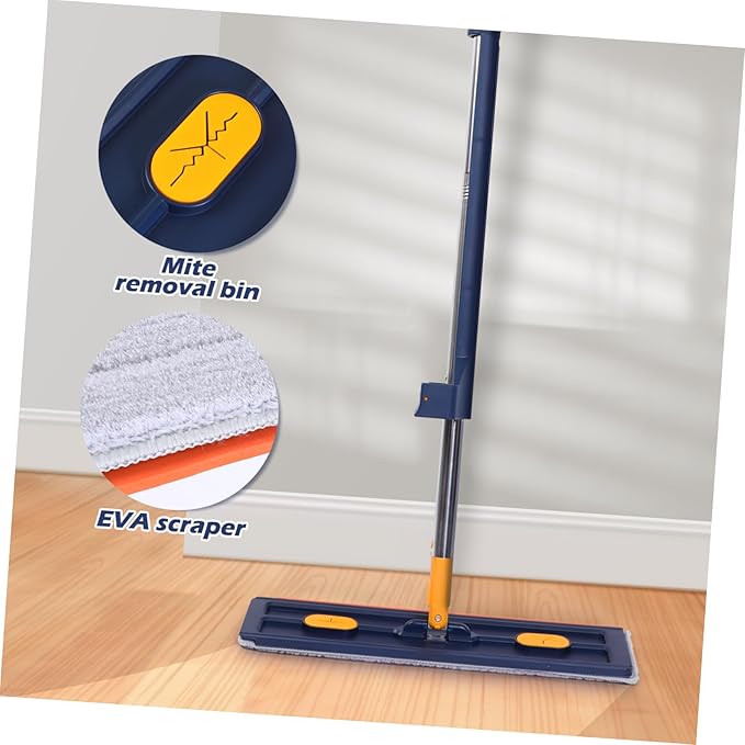 Large Flat Mop with Cleaning Compartment Non Wash Design Reusable Pads Thick Material for Strong Absorption Efficient Floor Cleaning Tool for Home Use