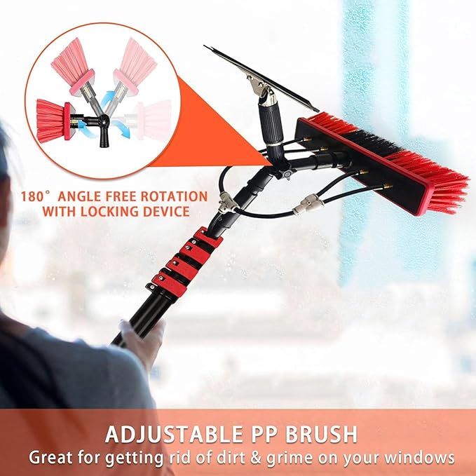 Professional Window Cleaning35cm Brush Head Water Fed WindowPhotovoltaic Panel Cleaning Toolsfor Caravan Solar Panel Deck Conservatory Roof12FT(3.6M)