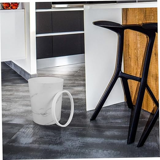 PRETYZOOM Marble Pattern Waste Basket Large Capacity Plastic Kitchen Trash Can for Bathroom Home