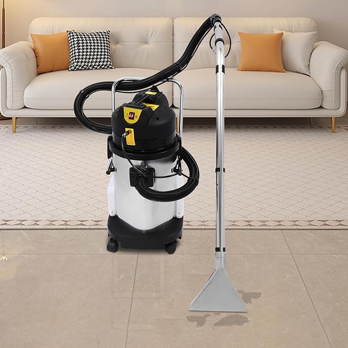 30L/8Gal Commercial Carpet Cleaner 1000W Wet Dry Upholstery Cleaner Machine with Long Flat/Dust/Water Vacuum Head Professional 3in1 Floor Cleaning Machine Extractor Vacuum for Carpet Sofa Curtain