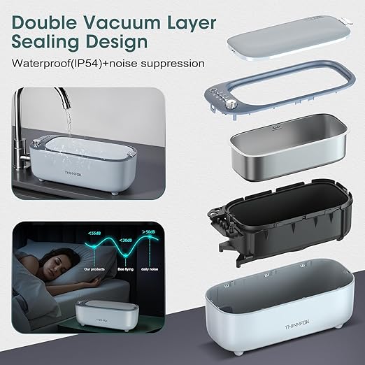 Ultrasonic Jewelry Cleaner Jewelry Cleaning Machine Smart Variable Frequency 47KHz - 50KHz Professional Sonic Cleaner with UV for Rings Glasses Watches Dentures Retainer Earrings Necklaces