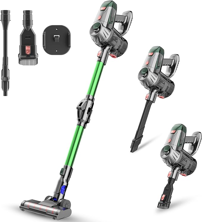 Cordless Vacuum Cleaner Upgraded 15KPA 70 Minutes Powerful Suction Rechargeable Lightweight 180° Bendable Cane Vacuum Cleaner for Home/Pet Hair/Carpet/Floor
