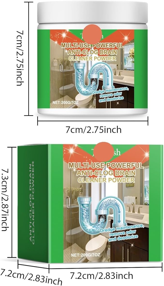 Pipe Unclogging Cleaning Powder - Dissolve Hair Grease &amp Food Residue Clogs Deep Clean Drains &amp Eliminate Odors(2PCS)