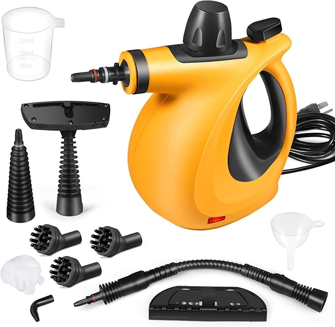 Steam Cleaner Pressurized Multi-Purpose Handheld Steam Cleaner with 11pcs Accessories Natural Chemical-Free Cleaning Steam Cleaner for Home Use Furniture Upholstery Couch Tile Grout and Car