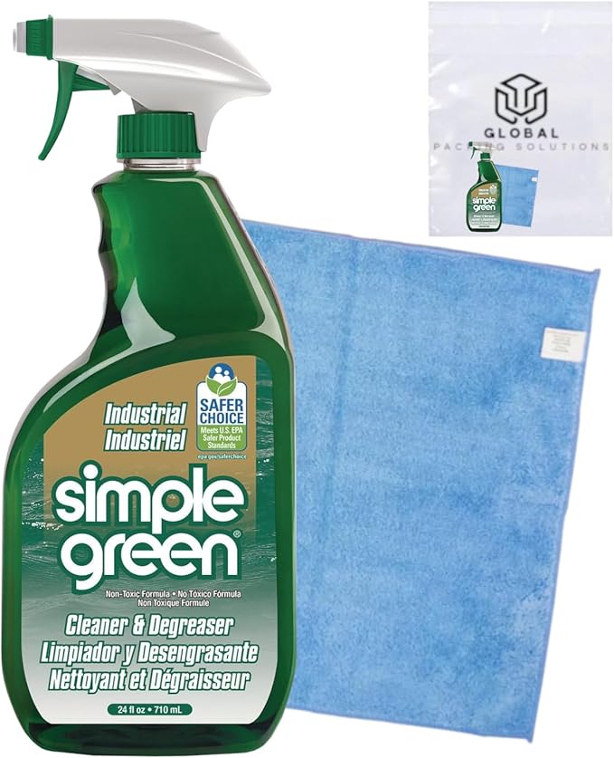 Simple Industrial Degreaser Cleaner Concentrated 24 Fl Oz bundled with Micro Fiber Cloth