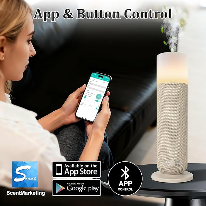Smart Waterless Essential Oil DiffuserScent Diffuser for HomeHotel Collection Diffuser APP ControlAmbient LightingCovers Up to 2000 Sq.Ft Aromatherapy Diffuser for Bedroom Spa Yoga Office Beige