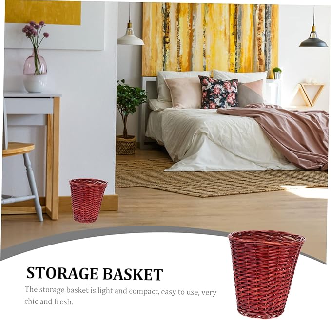 ABOOFAN Willow Rattan Trash Can Waste Basket for Home Small Light Rattan Woven Storage Tidy Organizer
