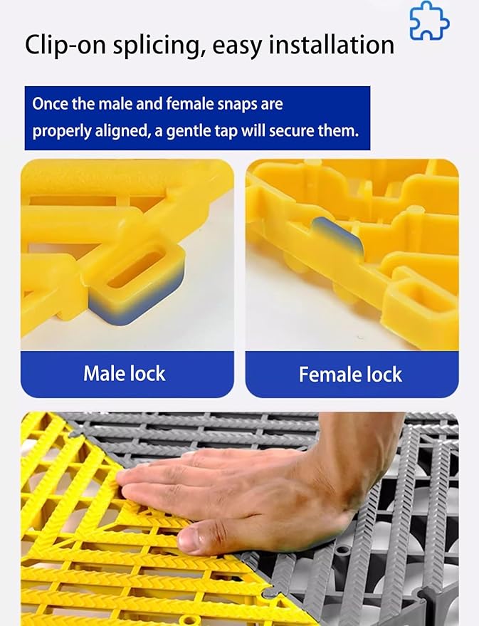 Trench Drainage GrateDrain Covers OutdoorInterlocking Tiles for Water Management in Garages Patios and Gardens - Easy DIY Flooring Solution(Yellow10pcs40x40x3cm)