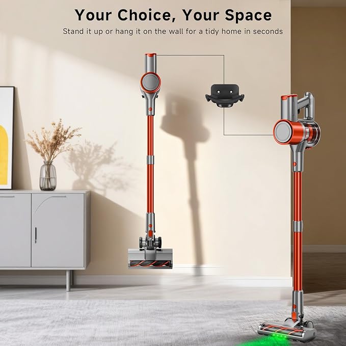 Stick Cordless Vacuum Cleaner - Lightweight Handheld Vacuum with Self Standing Removable Battery with 45min Running Time Anti-tangle Wireless Vacuum for Home Pet Hair/Hardwood Floor/Carpet OB