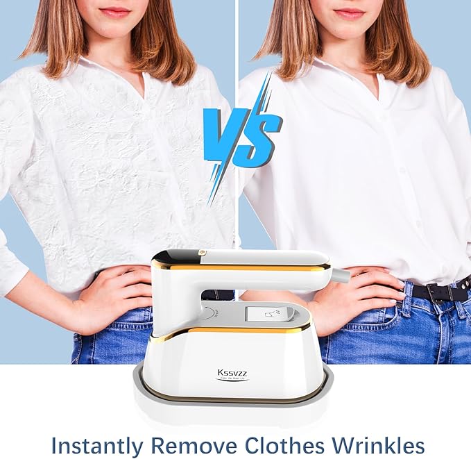 Portable Travel Steamer Iron for Clothes with LCD Display - 4 Mode Handheld Mini Clothing Steam Iron 1200W Small Garment Steamer Hand Held Fabric Steamer for Home Dorm Travel (120V ONLY)(White)
