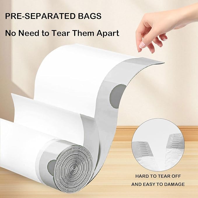 270 Count Heavy-Duty Trash Bags Compatible with SONGMICS 8-Gallon (30L) Trash Can Pre-Separated Drawstring Kitchen Garbage Bags Ideal for Home &amp Office 19.9 x 29.1 Inches 6 Rolls White