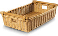 The Basket Lady Low Pole Handle Wicker Storage Basket Large 19.5 in L x 12.5 in W x 6 in H Sandstone