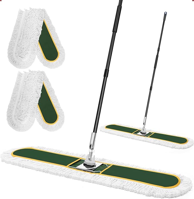 48 Commercial Industrial Dust Mop CLDREAM Heavy Duty Floor Sweeper for Floor Cleaning with Replacement Mops Pads Large Wet Dry Mop for Office Garage Hardwood Warehouse Factory Mall