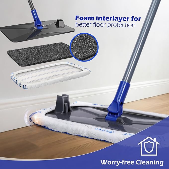 Masthome Microfiber MopLarge Surface Flat Mop with 5 Reusable PadsHardwood Floor Mops for Dry and Wet UseMicrofiber Mops for Floor Cleaning-1 Cleaning Scraper Included