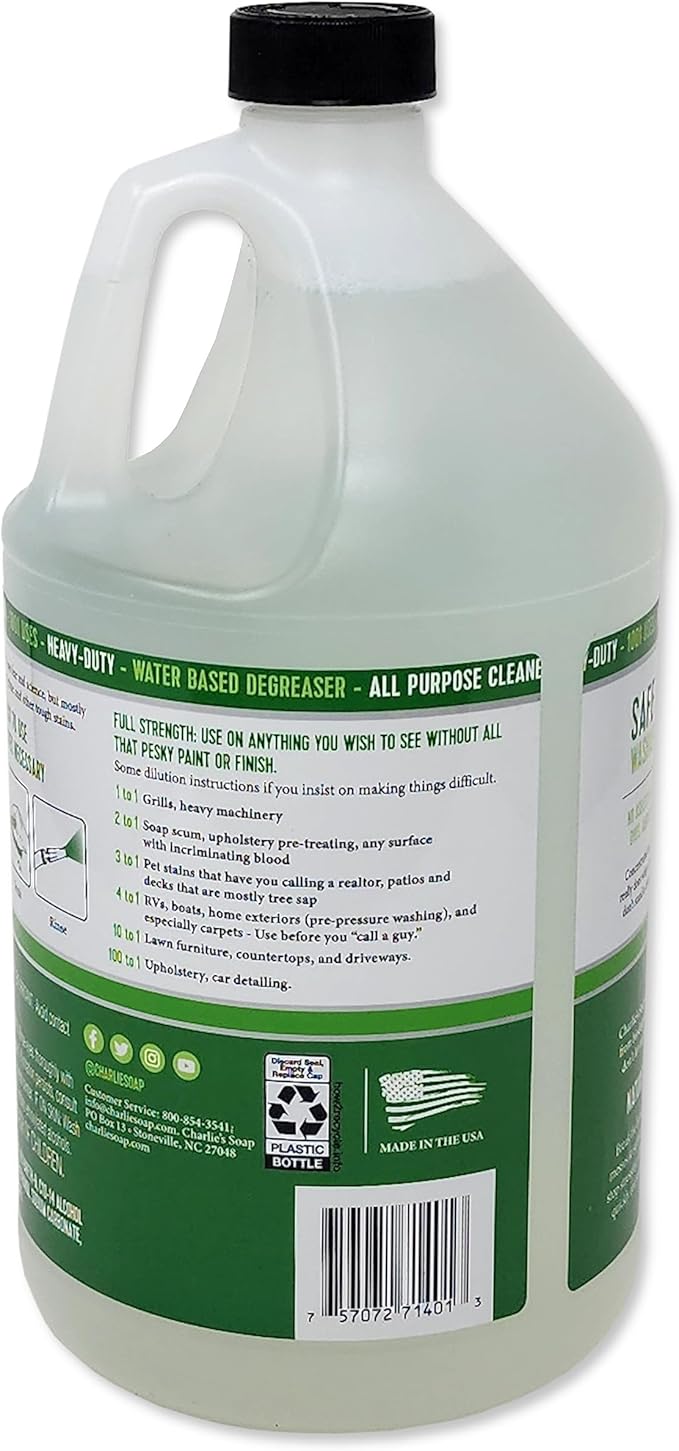 Charlie's Soap 1001 Cleaner - Heavy Duty Biodegradable Concentrated All Purpose Water Based Degreaser (1 Gallon 1 Pack) - Safe Residential Commercial &amp Janitorial Cleaner