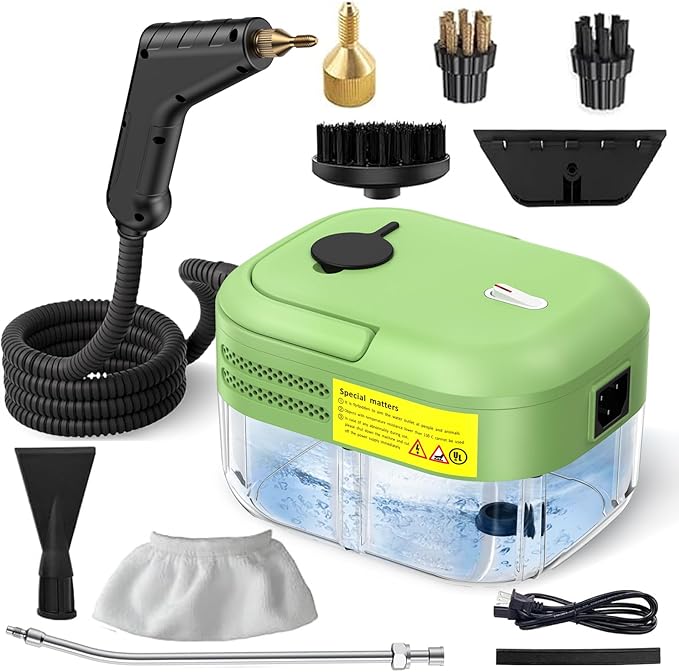 Steam Cleaner for Home &amp Car 15s Heat-Up Handheld Steamer for Cleaning 1.2L Portable High Steam Cleaners 3BAR Steam Control with 14 pcs Accessories Kit for Car Floors Couches Tiles Grout