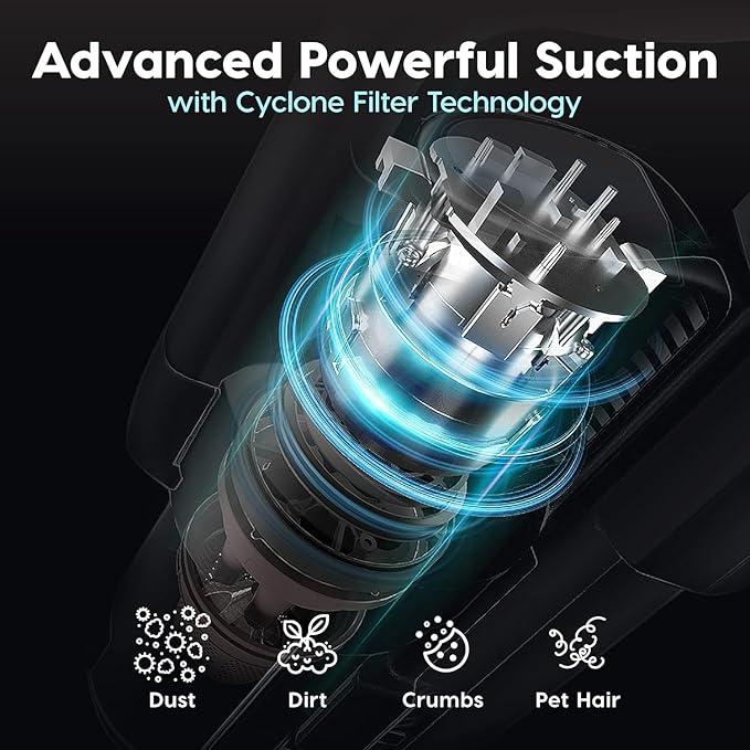 IRIS USA Power Brush Cordless Stick Vacuum for Low-Profile Carpet Rugs and Hard Floors 4-in-1 Attachments 9000Pa Suction LED Indicator 60K RPM 35 Min Runtime Battery Pet Hair Cleaner