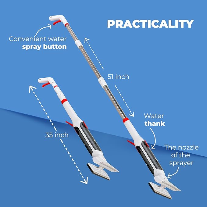 Window Cleaner with Front and Rear Cleaners + Expandable Sprayer - Window Vacuum Squeegee - Complete Kit for Glass Windows and Mirrors Quick Drying- Window Cleaner Tool - Car Window Cleaner Spray
