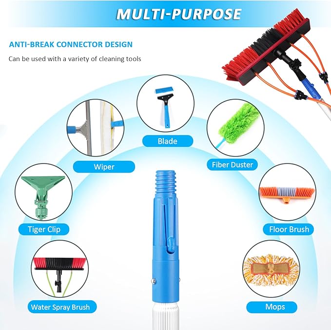 Window Cleaning Pole Water Fed Telescopic Brush Window Cleaner Kit Extendable Solar Panel Washing Equipment Cleaning Conservatory Roof (300Cm(10Ft))