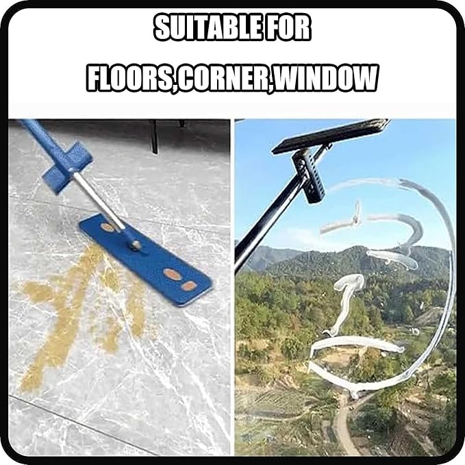 Large Flat Mop Large Flat Mop 360° Rotating Magic Self Wringing Flat Wall Cleaning with Stainless Steel Long Handle for FloorsCornerWindow 12027(Blue)