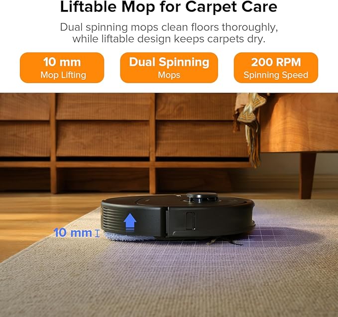 roborock Qrevo Pro Robot Vacuum and Mop with FlexiArm Design Edge Mopping Dynamic Hot Water Mop Washing and Drying Intelligent Dirt Detection 7000 Pa Suction Ideal for Carpets