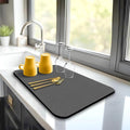 Dish Drying Mat Super Absorbent – 16 x 12 Coffee Mat for Countertops – Non-Slip Drying Mat for Kitchen Counter – Easy to Clean Water Absorbent Mat – Quick Dry Dish Drying Mats (Dark Gray)