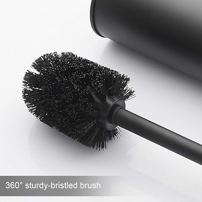 BGL Stainless Steel Toilet Brush with Holder 2 Black Bristle Heads