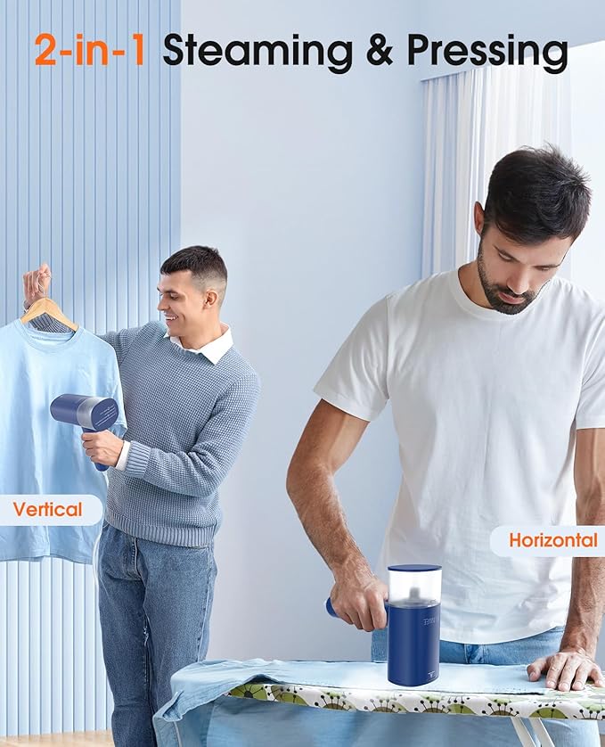 Handheld Steamer for Clothes 1200W Foldable Travel Steamer 20 Sec Preheat Garments Wrinkle Remover 120V Portable Hand Iron with 150ml Water Tank Clothes Steamer for Home Travel-Blue